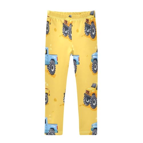 Bolaz Toddler Girls Leggings Printed Yoga Pants Leggings Blue Yellow Monster Truck for Kids