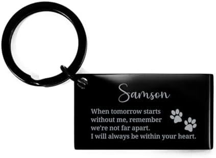 Black Keychain Gifts For Samson - When Tomorrow Starts Without Me - Christmas Memorial, Remembrance Gifts Custom Pet Name 0, Engraved Keychain image 4