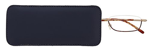 2 Pack Small Faux Leather Eyeglass Slip Case For Women & Men, Mauve & Navy #TOP4