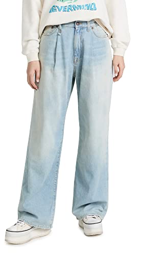 R13 Women's Damon Pleated Wide Leg Jeans