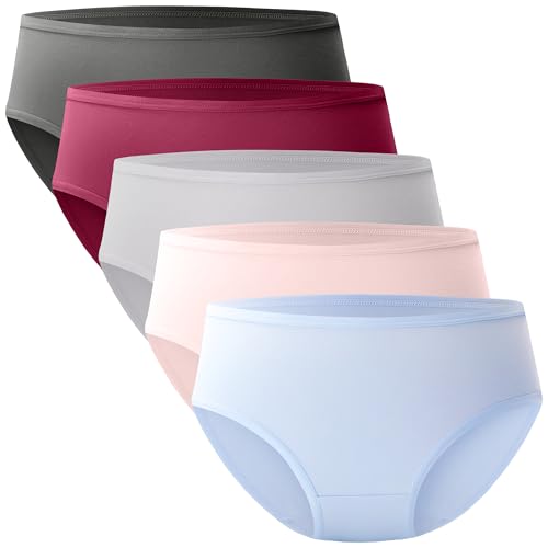BAMBOO COOL Womens Underwear Breathable Moisture-Wicking Briefs Hipster Ladies Panties, 5-Pack2
