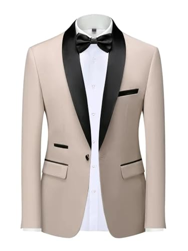 Mens Blazer Slim Fit Tuxedo Suits Jacket Shawl Collar Solid Wedding Dinner Prom One Button Coat3