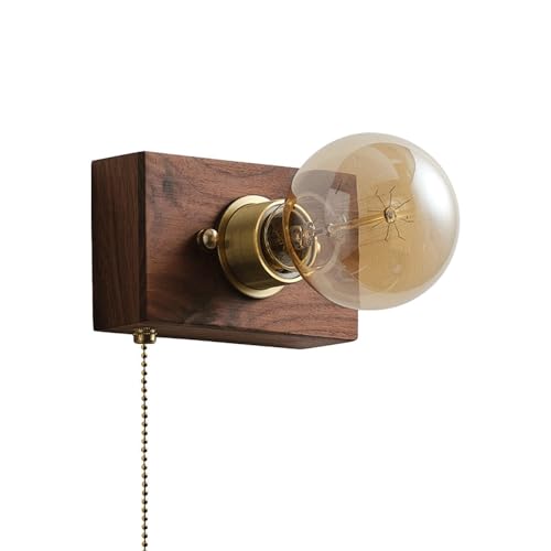 Applique murale en bois massif de style ferme vintage avec base E27 pour chambre - 2