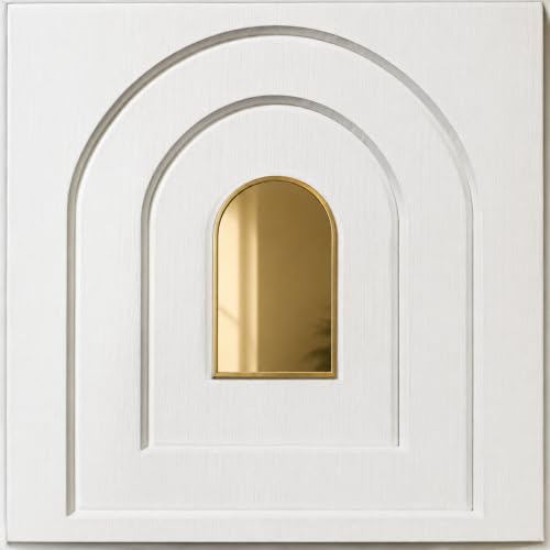 Image of Kayra Decor 3D PVC Wall Panels for Bedroom & Living Room | White Panel with Golden Mirror | Archi Design | 19.7 x 19.7 Inch | Pack of 12 | Covers 32.28 Sq Ft
