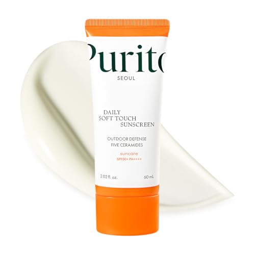 PURITO SEOUL Daily Soft Touch Sunscreen 60ml SPF50+ PA++++ Ceramides Non White Cast Water-Resistant UVA & UVB Protection K-Beauty