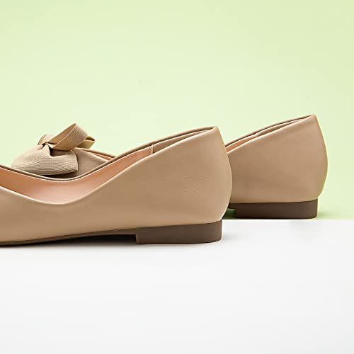 Image of C.Paravano Flats for Women | Ballet Flats | Square Toe | Dressy Casual Shoe | Ballerina Flats, Bow Slip-On, Lambskin Leather Insole, Memory Foam, Low Heel, Office Work,Fashion & Classic & Chic