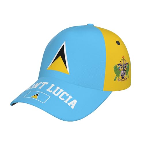 Casquette de baseball avec drapeaux nationaux pour homme et femme, casquette de protection solaire réglable à la mode, casquette de camionneur, casquettes patriotiques, Drapeau Sainte Lucie, Taille