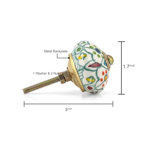 Image of Craft Trade Ceramic Drawer Knobs for Wardrobe Furniture Desk Kitchen Cabinet Dresser Cupboard Vintage Assorted Decorative Multicolor Pull Handle Home Decor - Pack of 25, Multicolor