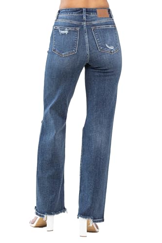 Judy Blue Women's High-Rise 90's Straight Leg Ripped Jeans4