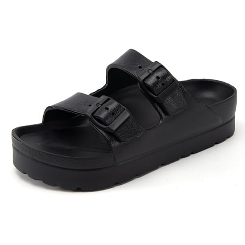 Image of L LOUBIT Women's Platform Sandals with Arch Support Pillow Soft Adjustable Buckle Slides Lightweight Non-Slip Summer Beach Shoes