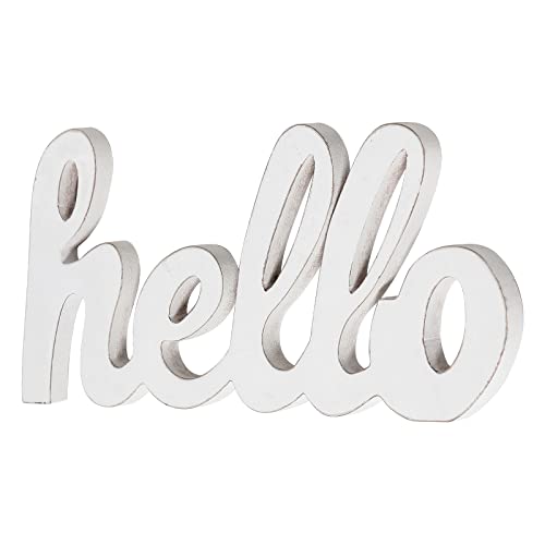 Sintosin 31AA Rustic Distressed White Wooden Hello Sign thumb #7