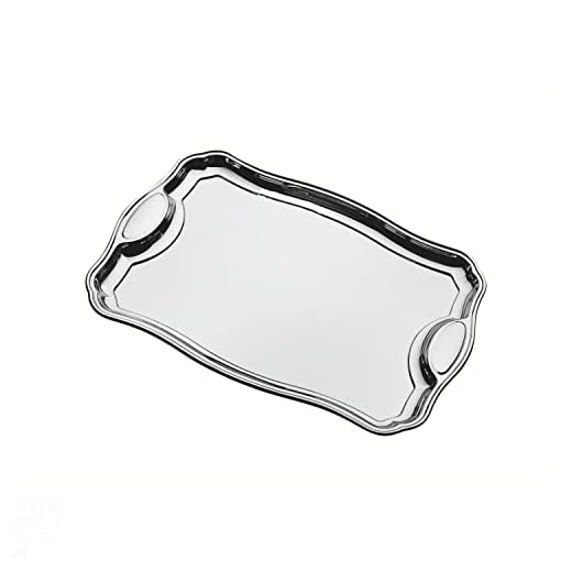 Tramontina 61440350 Bandeja Retangular em Aço Inox com Alças, Prata, 34 X 24 cm