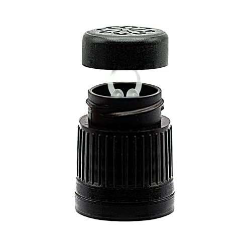 Essence Essential Oil Bottle Top with Built-in Soaking Bay | Refillable Cap for Nasal Diffuser Nose Ring | Aromatherapy Bottle Adapter for Wearable Nasal Diffuser | Made in USA | Black
