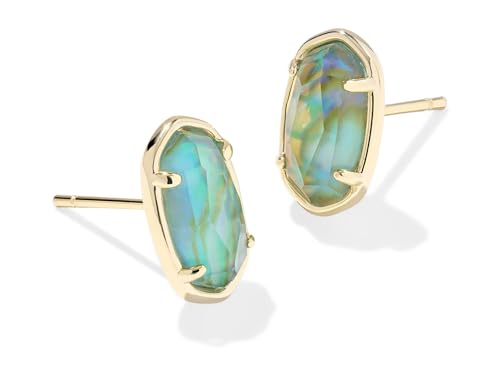 Kendra Scott, Womens, Grayson Stone Stud Earrings, Gold Deep Aqua Illusion, One Size