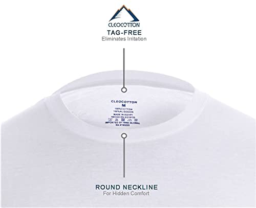 Cleocotton Mens Crew Neck T-Shirt, Undershirt White Color (3 Pack) | Xx-Large #TOP4