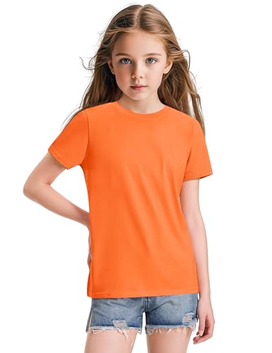 Image of KEREDA Girls Shirts Short Sleeve Soft Cotton T-Shirts Plain Tops for Kids