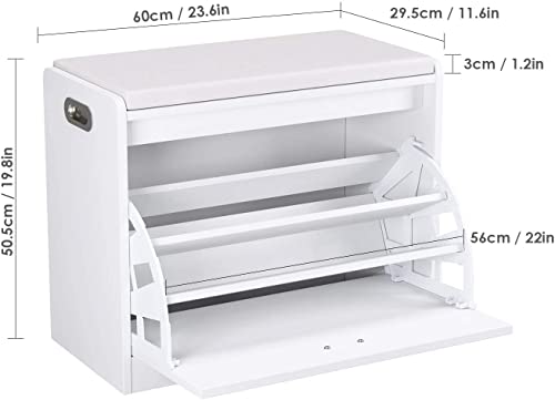 Banc à chaussures avec coussin d'assise et meuble de rangement - 4