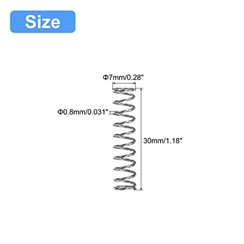 Image of uxcell 5Pcs Compression Spring 304 Stainless Steel 7mmOD,0.8mmWD,30mmFL