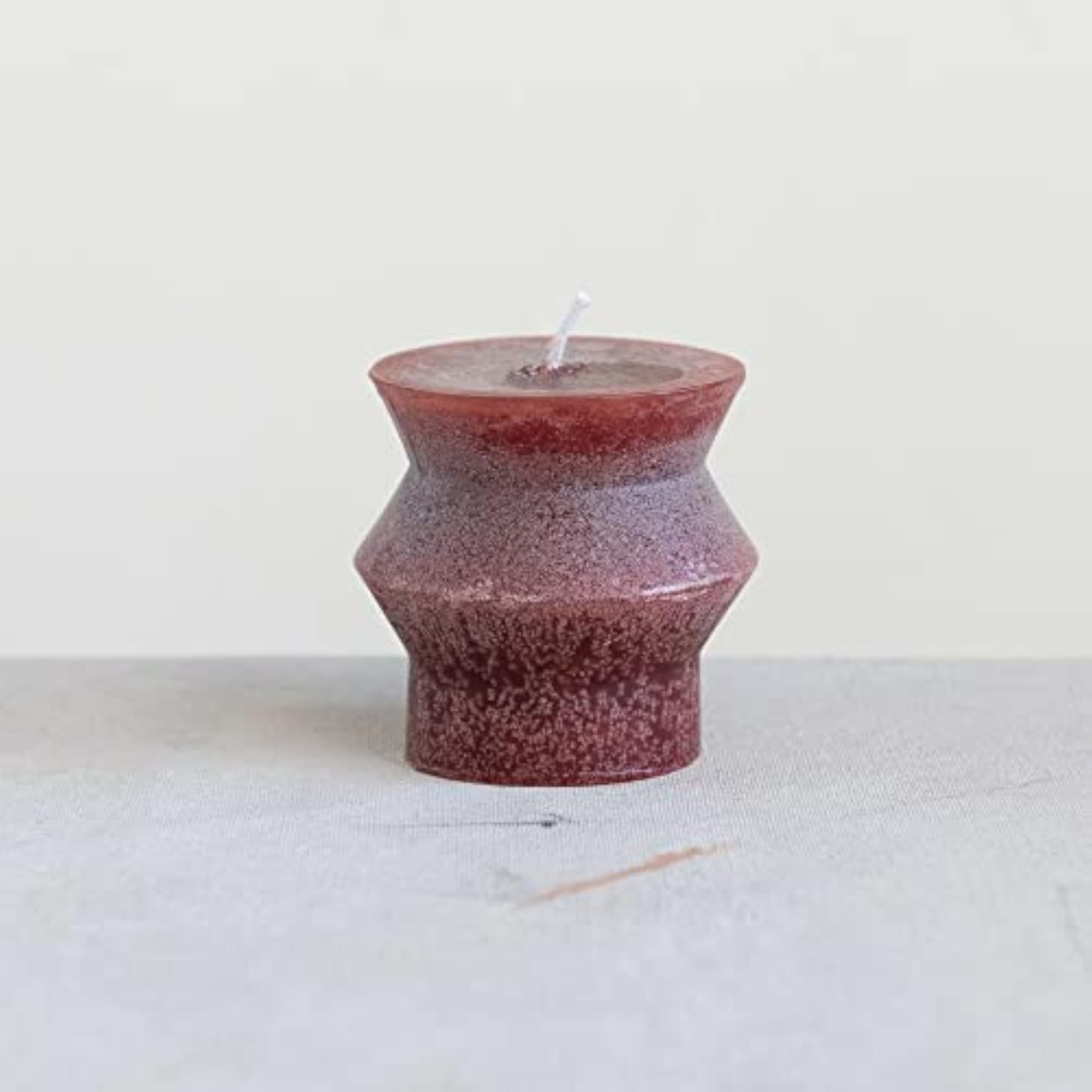 Unscented Totem Pillar Candle, Elegant Purple Decor