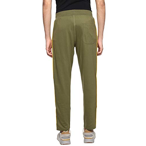 Alan Jones Clothing Men's Cotton Tapped Slim Joggers Track Pants (Olive