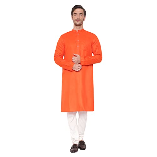 Image of LATEST CHIKAN Men's Cotton Blend Regular Solid Kurta Pyjama Set - Casual Ethnic Set