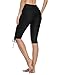 Hilor Women's Rash Guard Board Shorts UPF50+ Sports Capris Swim Bottom Skinny Surfing Tights Leggings Black 18