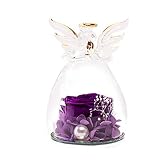 Ángel flores eternas flores secas cubierta de vidrio día de la madre día de San Valentín regalo rosa caja de regalo acabado piercing pendientes joyería, Morado (, Talla única