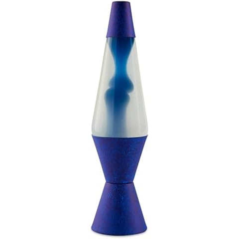 Spencer Gifts Lava® Lamp - 14.5" Blue Concrete - The Original Motion Lamp - Blue Wax and Clear Liquid with Hand Painted Base Exclusive Cover