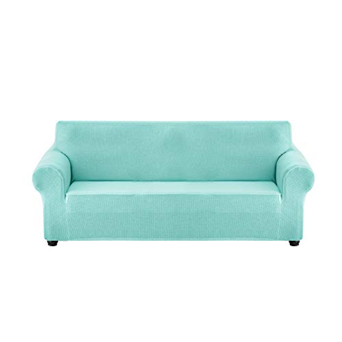 Funda elástica para sofá para mascotas, protector de piel elástica, color azul, asiento individual y fácil de limpiar, antideslizante, apto para decoración del hogar