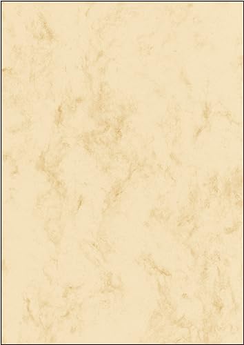 SIGEL DP372 Hochwertiges Marmor-Papier beige, A4, 100 Blatt, Motiv beidseitig, 90 g, Briefpapier, Speisekarte, aus nachhaltigem Papier