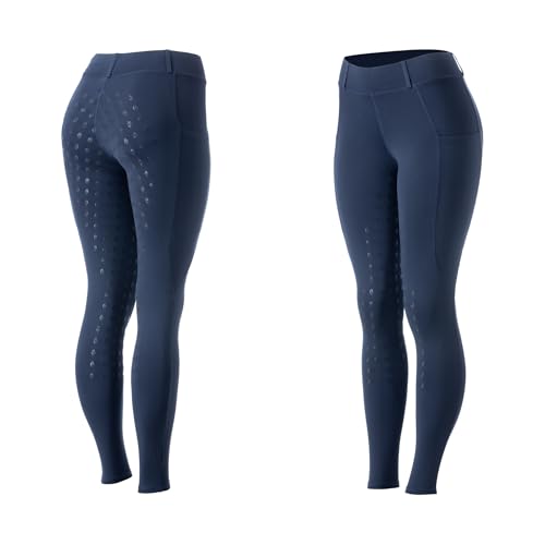 Equinavia Pantalones de equitación clásicos de silicona para mujer con bolsillos para teléfono, pantalones ecuestres para la escuela