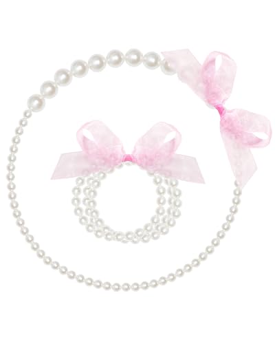 Girls Tea Party Fascinators Hats Lace Gloves Pearl Necklace Set for Wedding 1920s Tea Party Accessories (Blush Pink)3