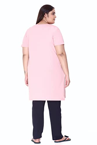 Image of In Love Women's Plus Size Graphic Printed Cotton Night Suit Set Short Sleeve
