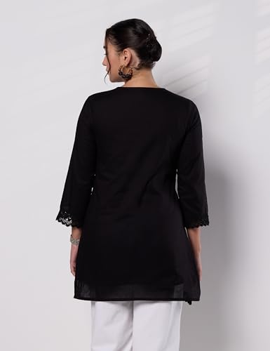 Image of Amazon Brand - Myx Women's Pure Cotton Embroidered Short Kurti | Tunic | Short Kurta (Available in Plus Sizes)