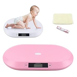 20kg/44.1lb Digital Pink Baby Electronic Scale, 44.1 Pounds Pink Baby Electronic Scale for Baby/Kitten/Puppy Kg/Lbs/St (with Towel + Ruler)