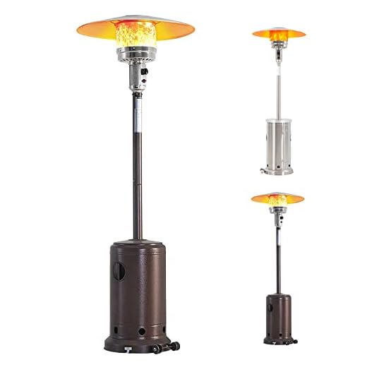 LAUSAINT HOME Patio Heater for Outdoor Use,48000 BTU Rapid Heating Energy-Saving Heater for Patio Propane with Wheels, Propane Gas Heaters with Auto Shut-off Tilt Valve Device, ETL Certified, Brown