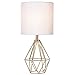 COTULIN Gold Modern Hollow Out Base Living Room Bedroom Small Table Lamp,Bedside Lamp with Metal Base and White Fabric Shade