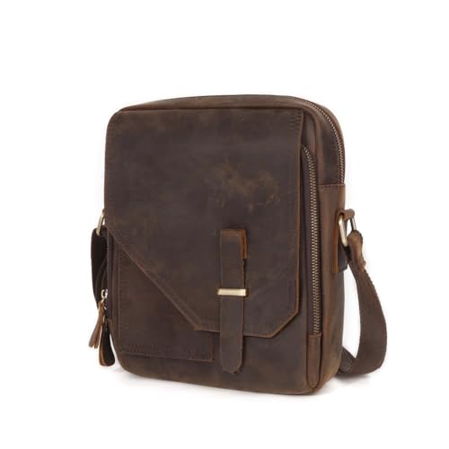 Vintage Messenger Bag Vertical Shoulder Bag Crossbody Bag Large Capacity Crossbody Bag(Brown-2)