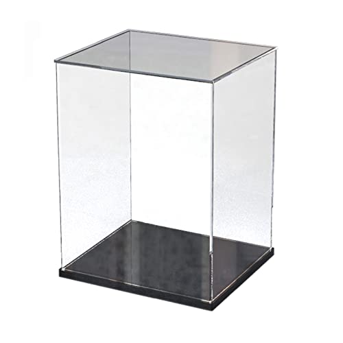 Vitrine en Acrylique Transparent pour Collection Lego Figurines Maquette Grande Présentoir Boîte D'affichage Rangement Anti-Poussière avec Base pour Jouet Mini Figurines (Noir, 25x20x30cm)