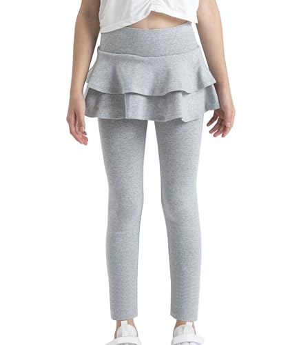 Girls Leggings with Cotton Ruffle Skirt,Footless Tutu Leggings Pants for Kids Skirt Pants