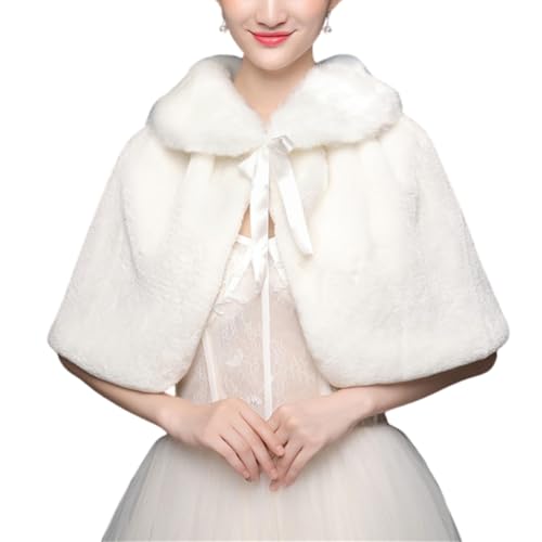 White Faux Fur Shawl Wraps for Women Wedding, Complements Any Wedding Dress or Evening Gown, One Size Fits Most