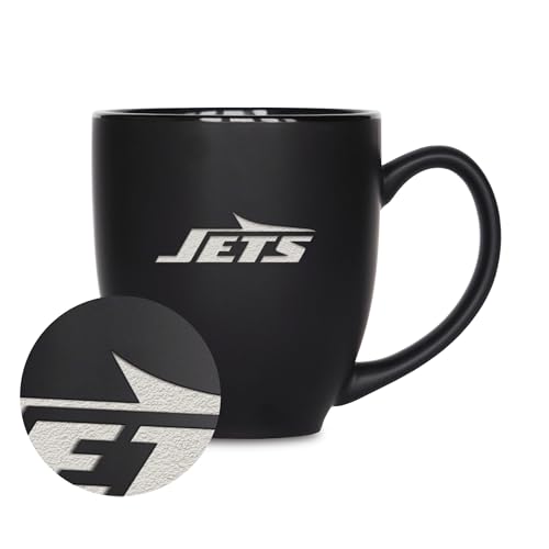 Tasse New York Jets en céramique mate : logo gravé inaltérable