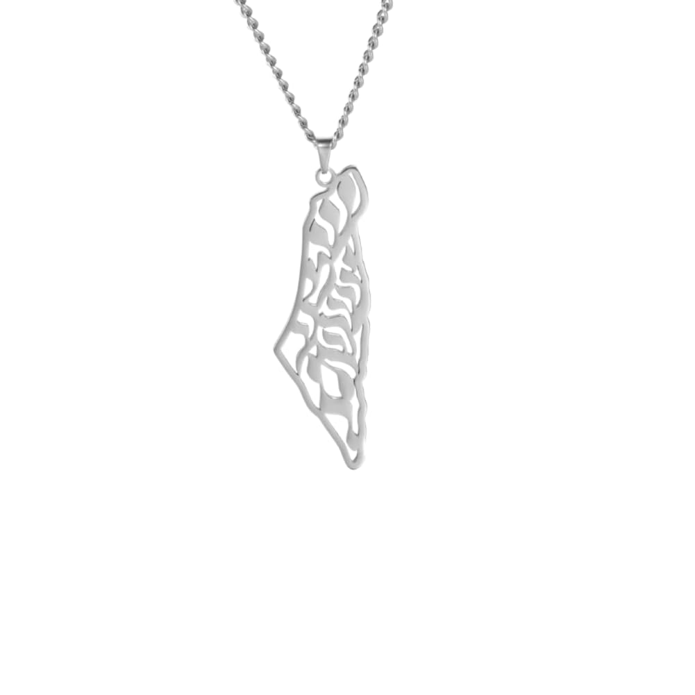 Collier Israël argent résistant pendentif carte pour peau sensible - 5