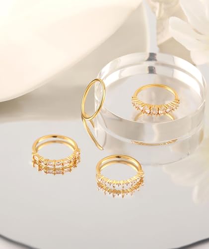 Wfyou Gold Rings For Women That Don'T Tarnish Cubic Zirconia Ring Stackable Rings For Women Teen Girls Dainty 14K Gold Plated Rings Set Wedding Bands For Women Gold Jewelry Ring Size 6 7 8 9 10 thumb #6