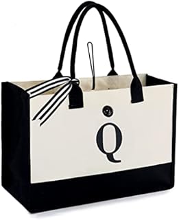 Tote Bag, Personalized Initial Canvas Beach Bag, Canvas Bag With Zipper Bag, Practical Canvas Bag For Women, Mom, Teachers, Friends, Bridesmaids