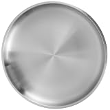 jojofuny Plateau Rond en Acier Inoxydable Épais Argenté pour Service Alimentaire Pratique, Assiette Décorative Élégante pour Événements et Occasions Spéciales
