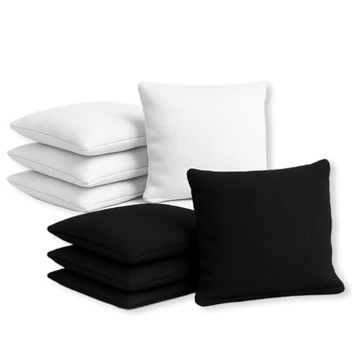 Officiella Cornhole-väskor | 4 svarta och 4 vita väskor | officiella storlekar | Premiumkvalitet | 100 % bomull | vattentät | amerikanskt spel | utomhusspel | Vänner & familj | OriginalCup®