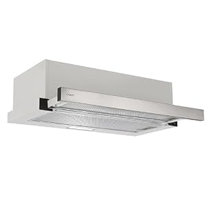 Candy CBT6130/3X, Campana Telescópica 60 CM, 2 Niveles de Potencia, 125W, 264M3/H, Filtros de Carbono, Panel Aluminio Antigrasa, Iluminación LED, 53/60DB, Acero Inoxidable