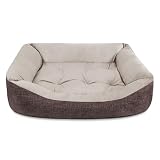 TIENDA EURASIA - Cama de Perro, Terciopelo, Interior de Fibras de Algodón, Distintos Tamaños y Colores, Grande 80x60X17cm, Mediana 70x50X17cm y Pequeña 60x45X17cm, Duradera (Pequeña, Marron)