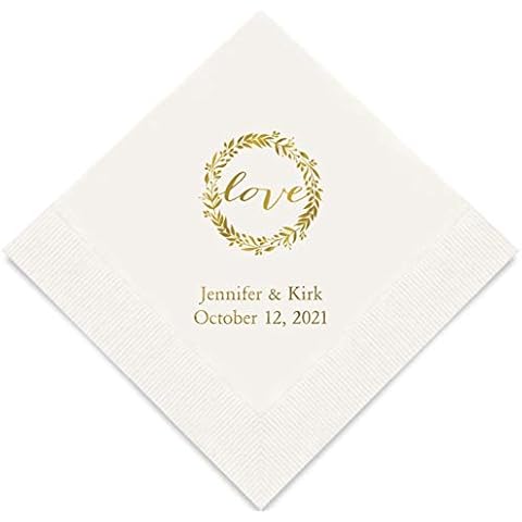Weddingstar Personalized Printed Paper Napkins 3-Ply 50 Pack - Luncheon White Cover